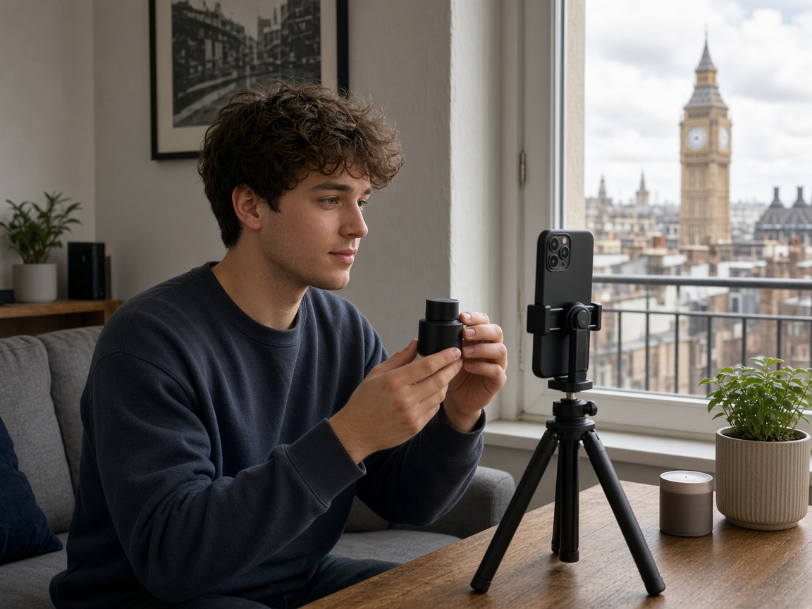 UK creator filming a product review for a partner programme