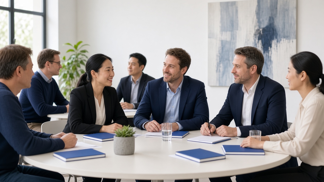 UK–China partner table — generic photography, not a customer roster